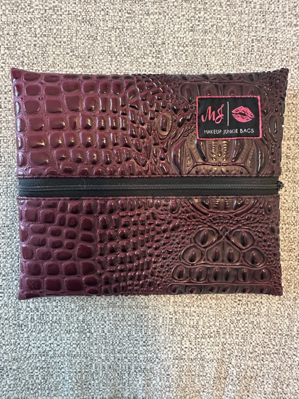 Makeup Junkie Bags Burgundy Croc-Embossed Cosmetic Pouch (Set of 2) - Picture 2 of 7